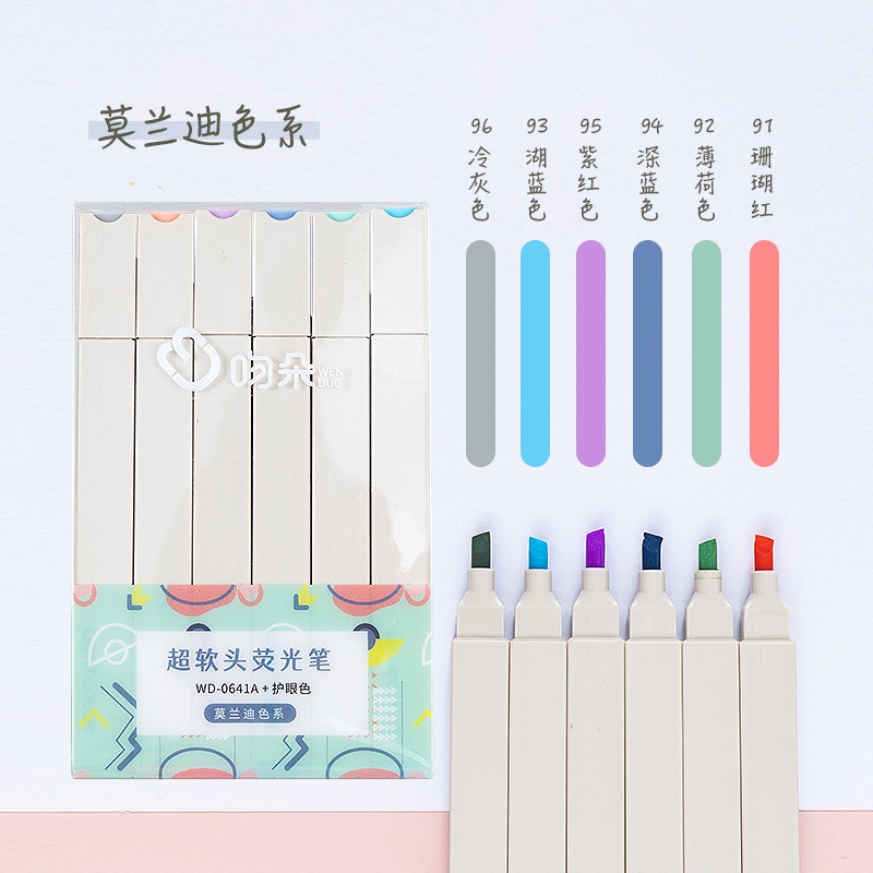 Set 6 bút highlight đánh dấu pastel Kiss Duo Vuông DecorMe màu pastel xinh xắn trang trí sổ bullet journal