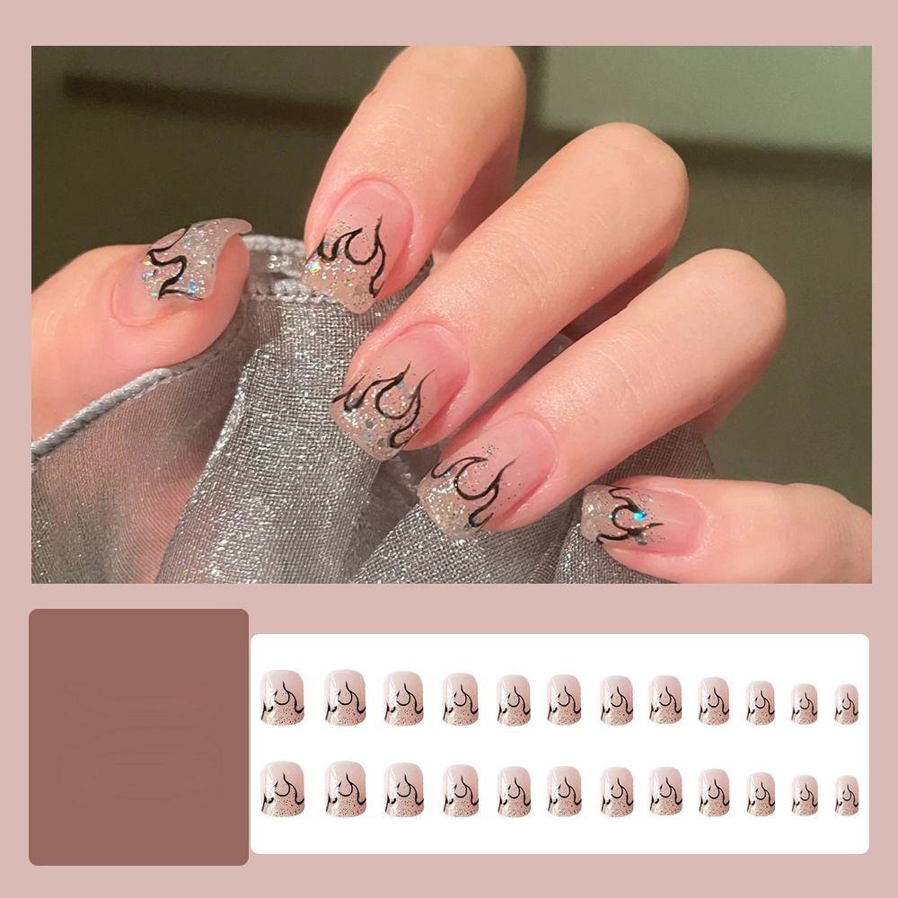 Hộp 24 Móng Tay Giả Ngắn / Tròn / Vuông Có Thể Tháo Rời MIHAN1