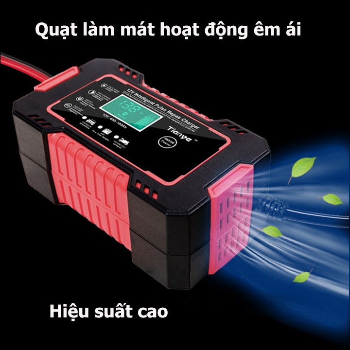 Sạc bình acquy 12V/6A 4Ah-100Ah TIANYE tự ngắt khi đầy chức năng bảo dưỡng phục hồi ắc quy bằng khử sunfat- ắc quy