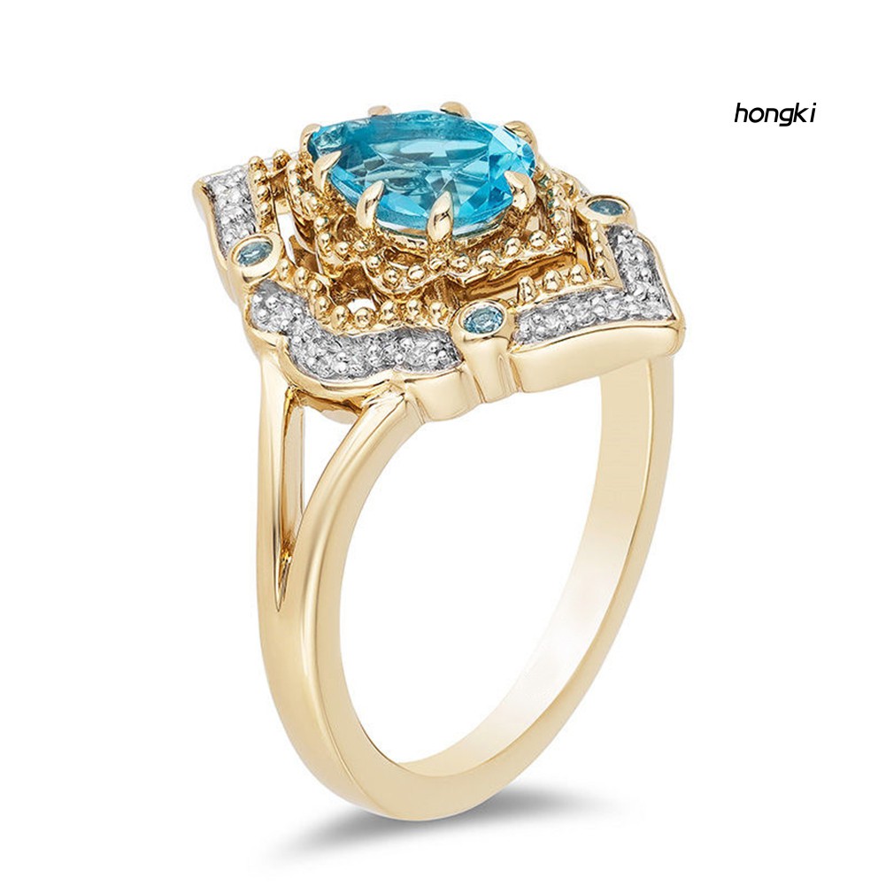 Nhẫn Đính Đá Xanh Thời Trang Cho Nữ