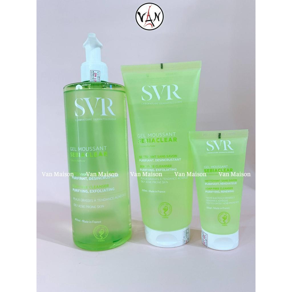 Gel rửa mặt svr không chứa xà phòng cho da dầu sebiaclear gel moussant 55ml 200ml 400ml