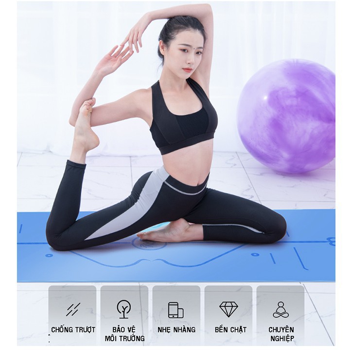 Thảm tập yoga định tuyến mat gym thể dục TPE cao su chống trơn trượt 8mm sbsr