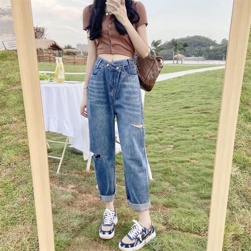 Quần jeans baggy cạp chéo siêu chất