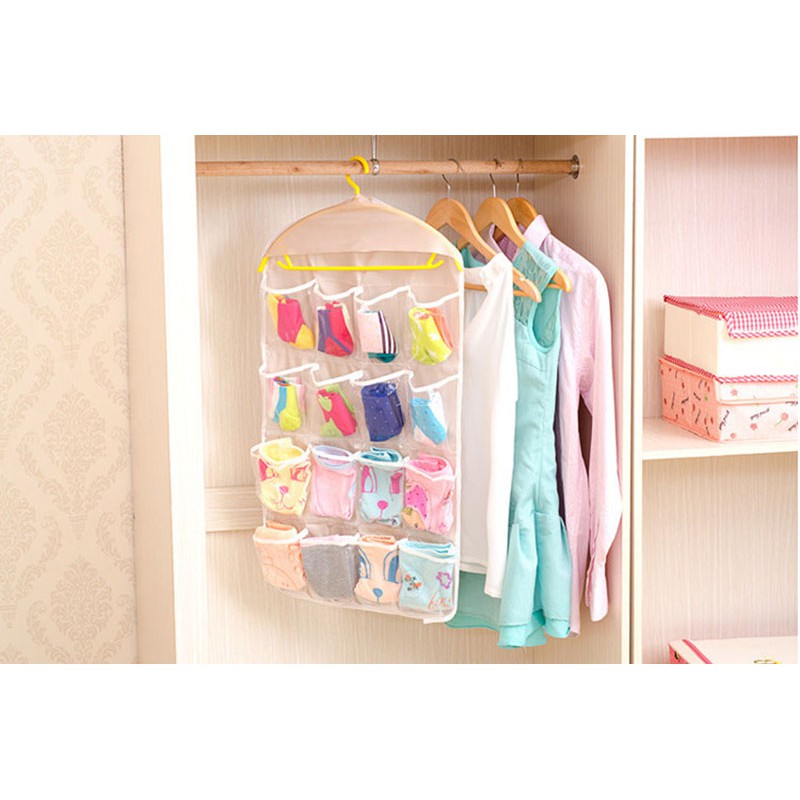 Túi Treo 16 Ngăn Trong Suốt Đựng Vớ, Áo Ngực Tiện Lợi