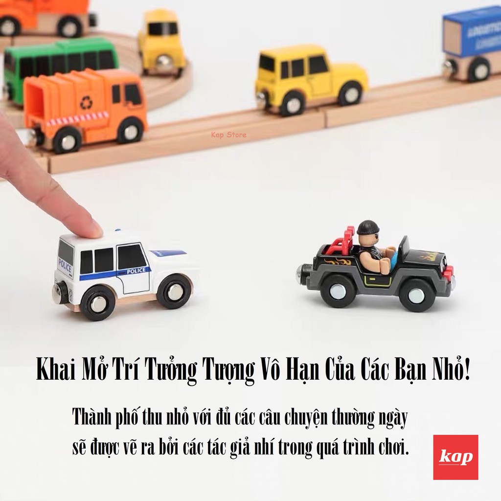 Xe tải gỗ Logistics, xe Công tơ nơ, chơi cùng đường ray gỗ