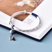 Vòng đeo tay mạ bạc khắc họa tiết đám mây phong cách cổ điển thời trang