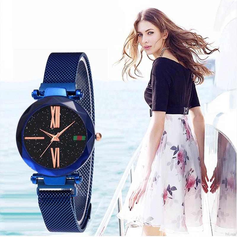 [Mã FASHIONT4FA2 giảm 10K đơn 50K] Đồng hồ mặt hình bầu trời sao cho nữ