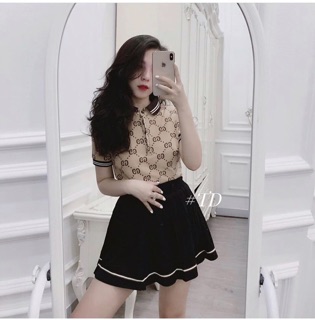 Sét áo phông có cổ phối chân váy