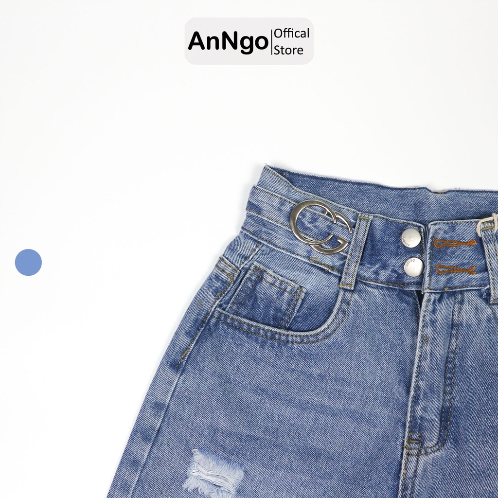Quần jean ngố nữ rách gối vải jean denim đẹp dễ phối đồ AnNgo - AT168