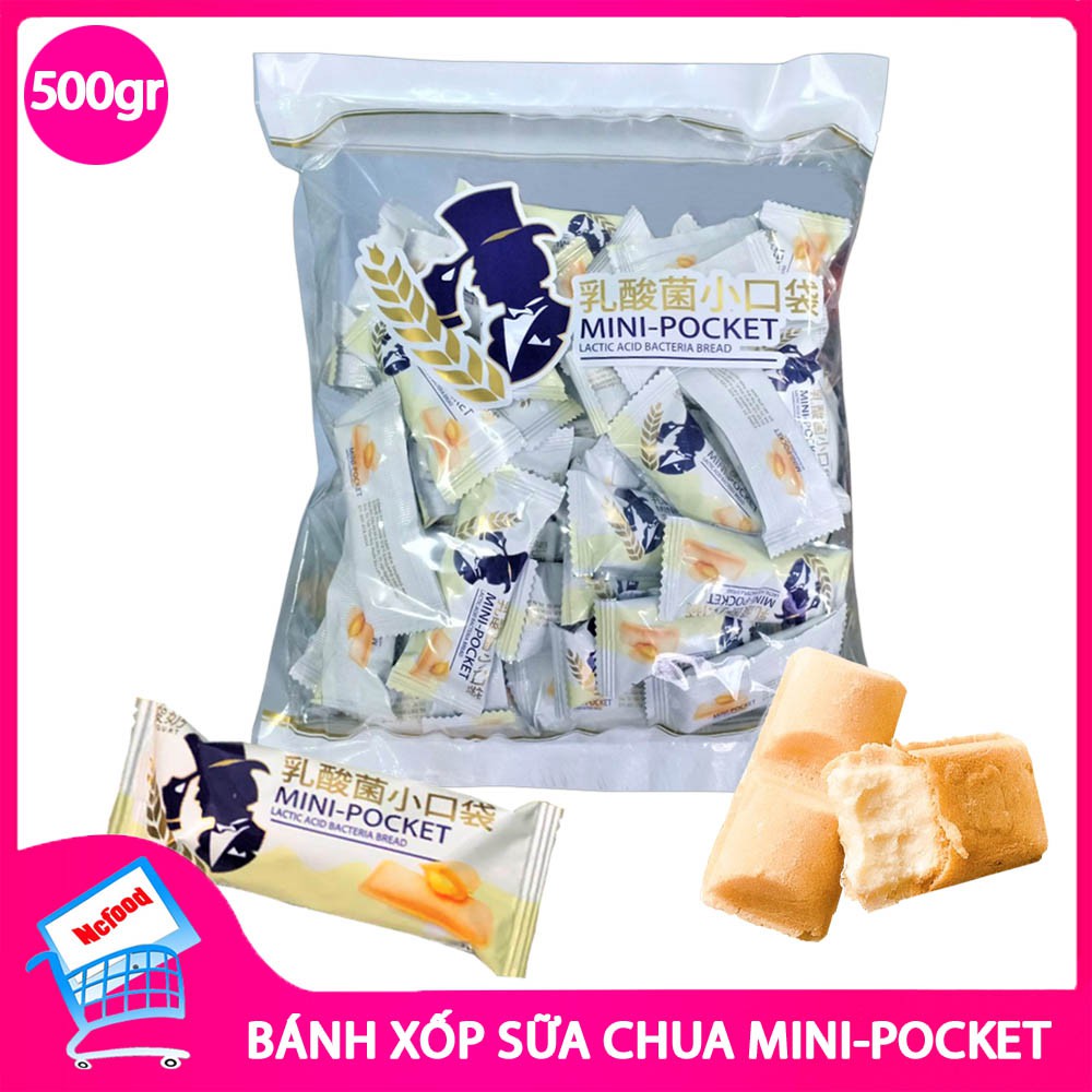 Bánh Xốp Sữa Chua Mini Pocket 500gr (khoảng 55 bánh) NCFOOD