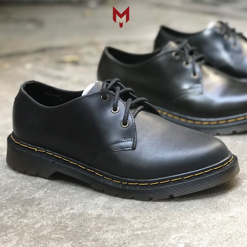 Giày nam da bò cao cấp dr.martens 1461 MAD Shoes Đen Bẻ Đỏ