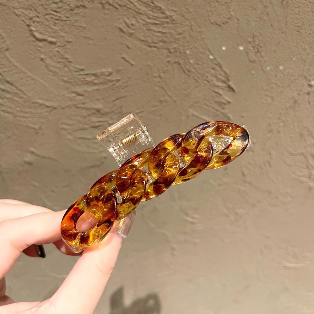 VANES1 Kẹp Tóc Đuôi Ngựa Bằng Nhựa Trong Suốt Họa Tiết Da Báo Màu Cầu Vồng Thời