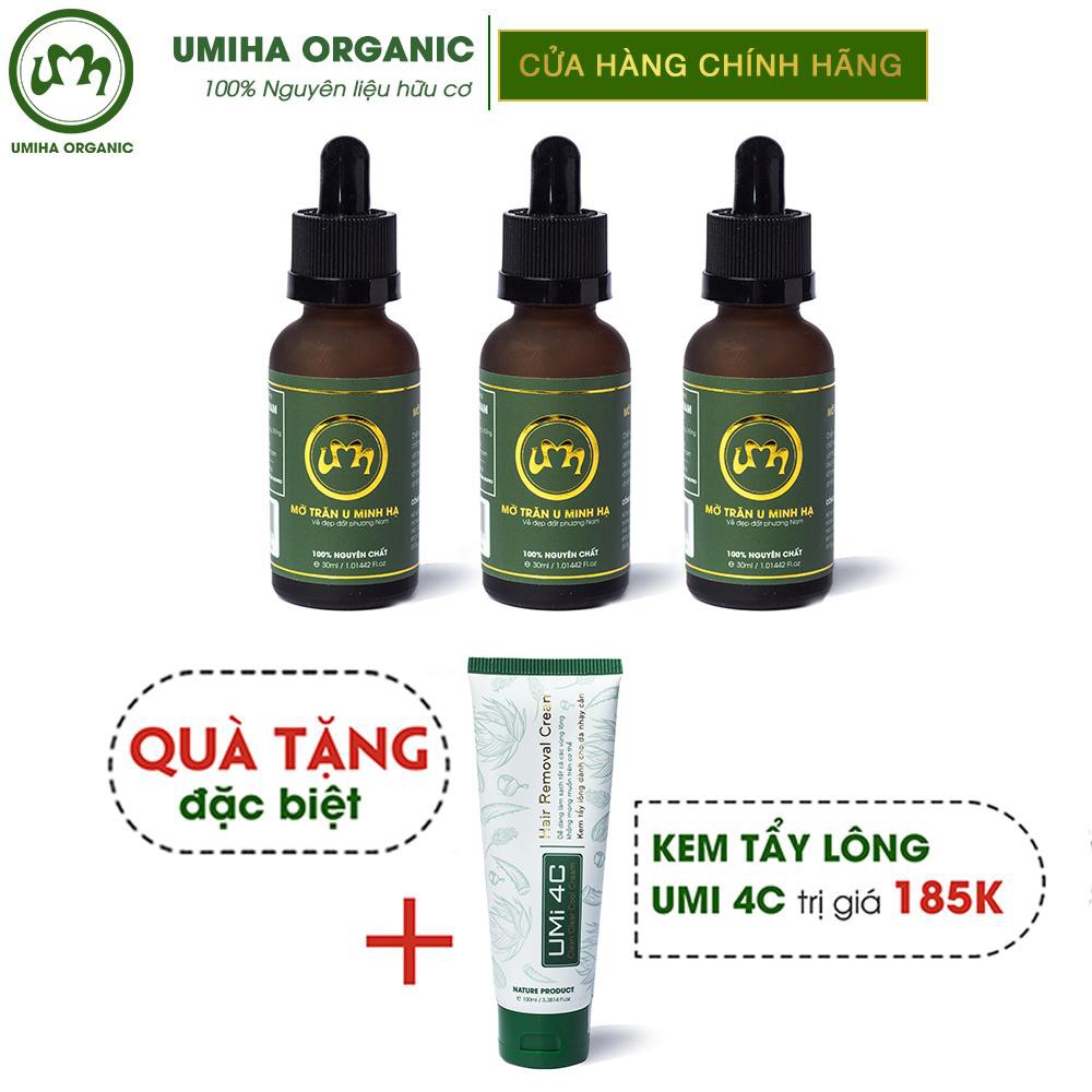 Combo 3 hộp Mỡ trăn triệt lông vĩnh viễn UMIHA (30ml x3) - Tặng 1 hộp Kem tẩy lông Umi 4C (100ml) cho da nhạy cảm