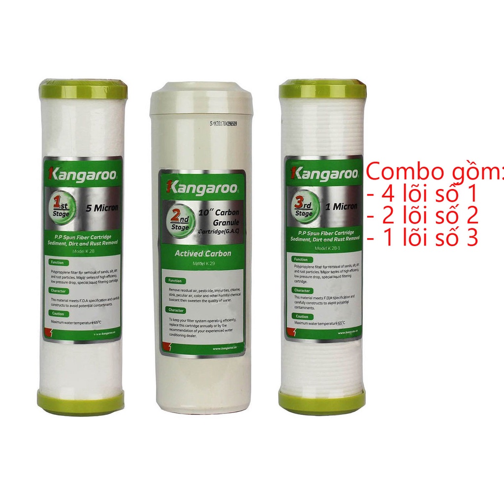 Bộ 7 lõi lọc nước Kangaroo thô RO 1,2,3 giá rẻ [Thay thế liên tục cho cả 1 năm sử dụng]