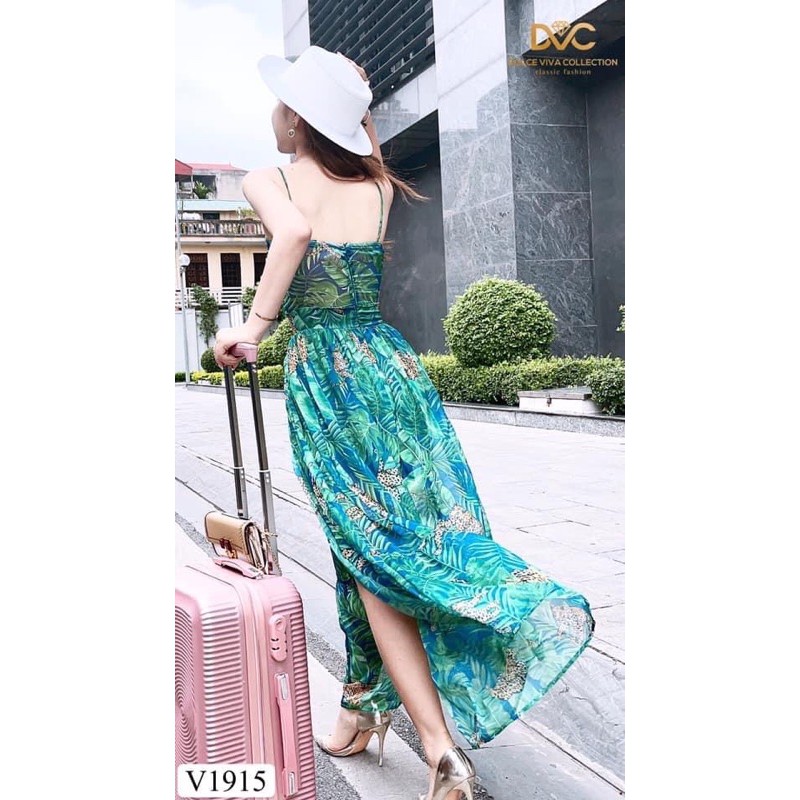 V1915 - váy chính hãng DVC - váy maxi xanh hoa | BigBuy360 - bigbuy360.vn