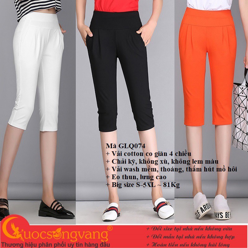 Quần lửng lưng cao nữ quần lửng harem nữ lưng thun GLQ084