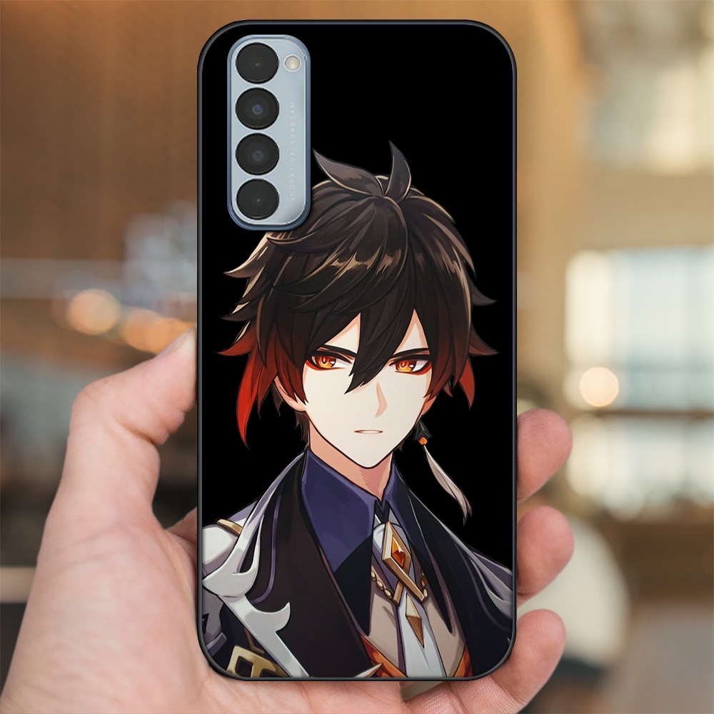 Ốp lưng Oppo Reno 4 Pro viền đen in hình Zhongli Genshin Impact