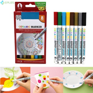 Bộ 8 bút màu vẽ bằng gốm sứ chống thấm nước vẽ màu kính thủ công