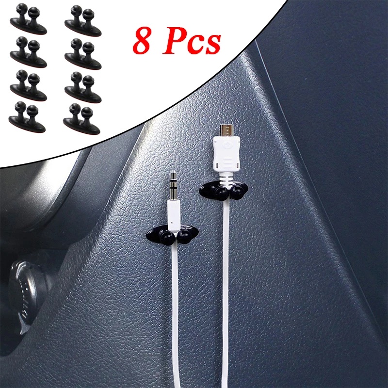 Set 8 Kẹp Giữ Dây Cáp Sạc Đa Năng Cho Xe Hơi