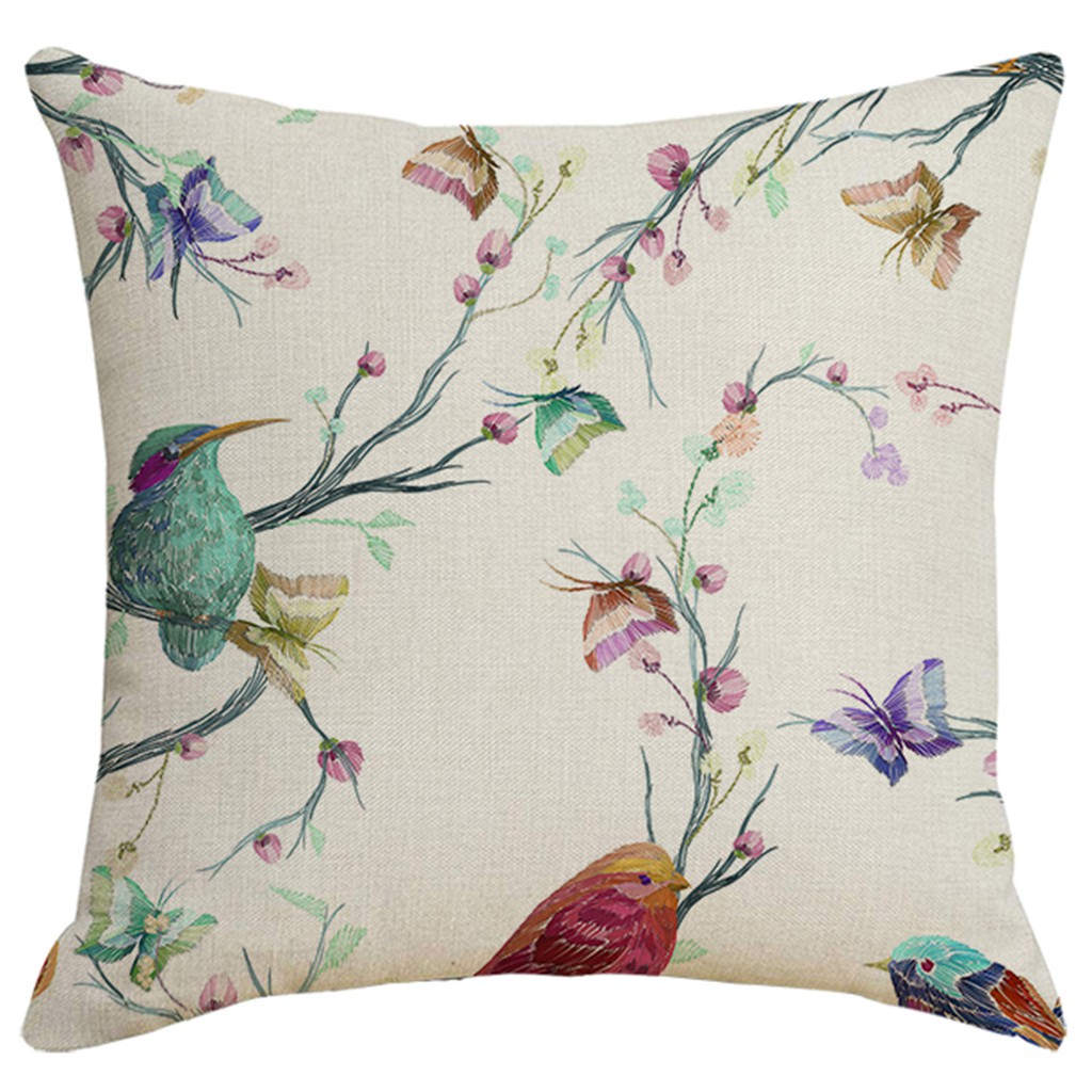 Cotton linen Bird Flowers pillowcase40x40,45x45.50x50.60x60.sofa cushion cover.Home decor pillow cover.