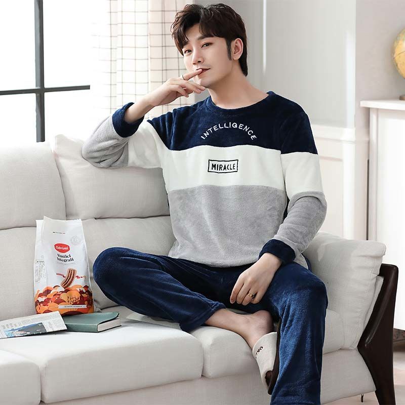 Bộ đồ ngủ chất nhung nỉ dày dặn thời trang thu đông dành cho nam