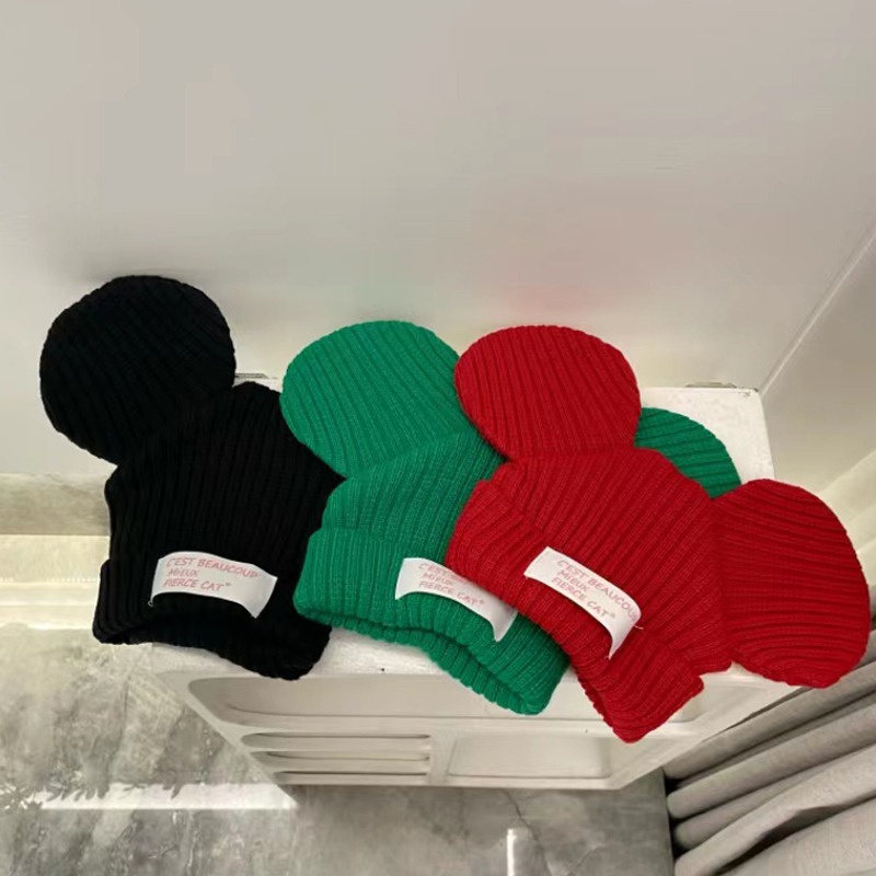 Mũ Len Dệt Kim Đính Tai Chuột Mickey Kiểu Retro Dễ Thương Cho Bé