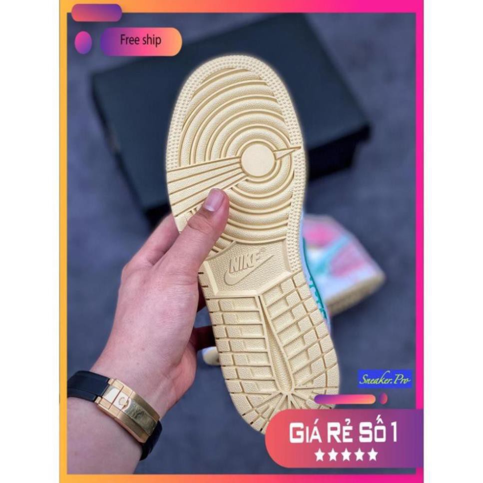 Giày thể thao Air Jordan 1 Mid Paint Drip  vẩy sơn hồng cổ cao siêu xinh, mẫu mới nhất dành cho nữ