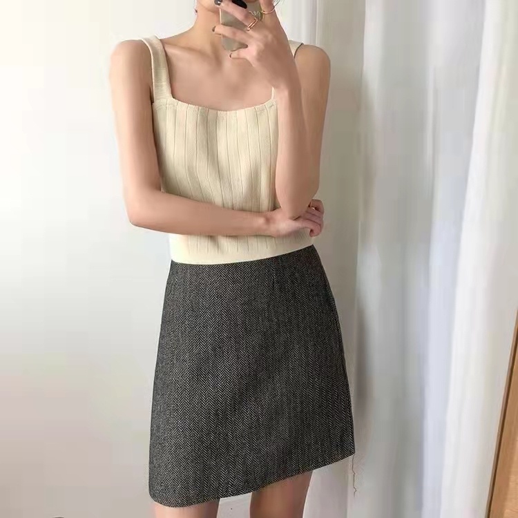 SUXI Áo Croptop Dệt Kim Sát Nách Màu Sắc Thanh Lịch