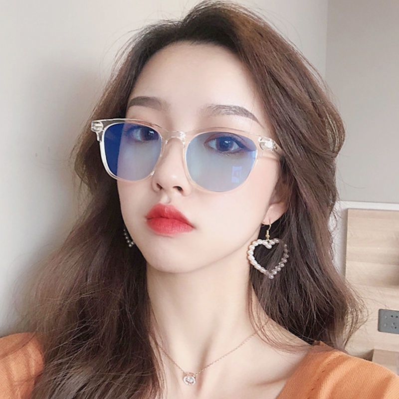 kính đổi màu+kính cận có độ 0.5~6.0  Kính Cận Siêu Nhẹ Chống Tia Cực Tím Thời Trang Cho Nữ，kính tròn trong suốt nữ，gọng kính cận nữ，kính gọng đen