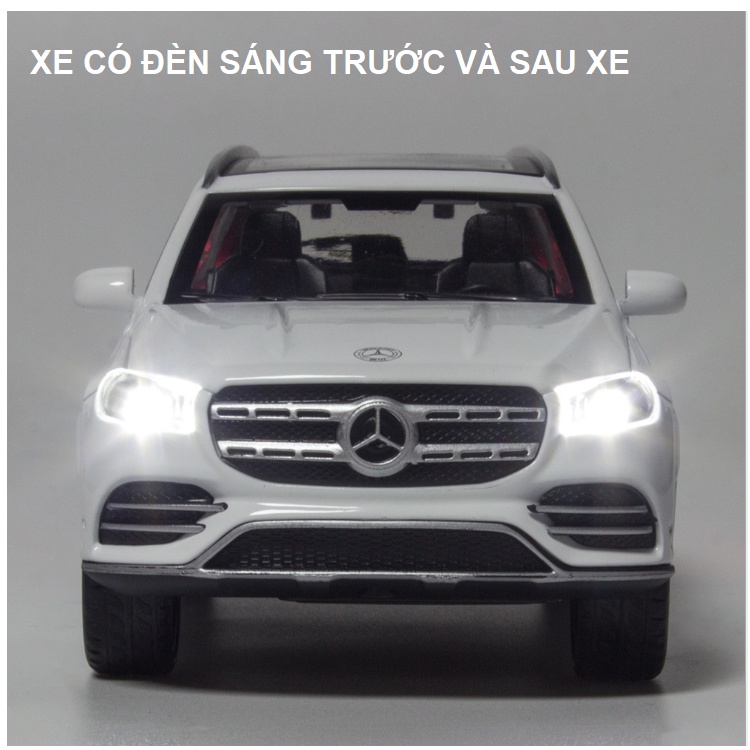 Đồ chơi trẻ em mô hình xe Mercedes GLS 580 tỉ lệ 1:32 xe bằng kim loại có âm thanh và đèn mở các cửa