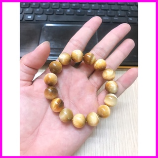Vòng tay phong thủy mắt hổ vàng tươi size 12ly - Hợp mệnh Thổ và Kim - Rím Jewelry