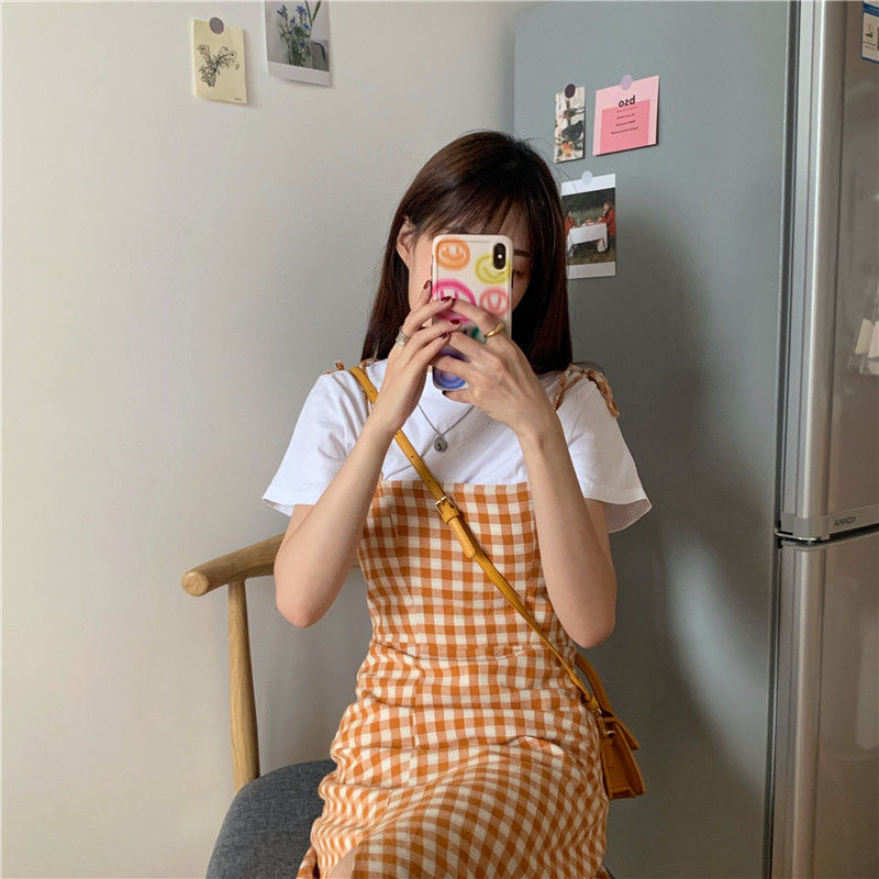 Đầm Dây Nữ Ca Rô Form Dài Rộng Thời Trang Hàn đầm bầu váy nữ váy bé gái váy dài chân váy dài váy nữ chân váy dài