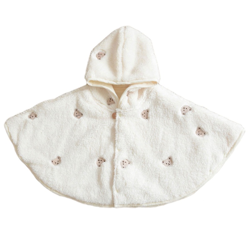 Áo Choàng Poncho Giữ Ấm Mùa Đông Thêu Họa Tiết Xinh Xắn Cho Bé Sơ Sinh