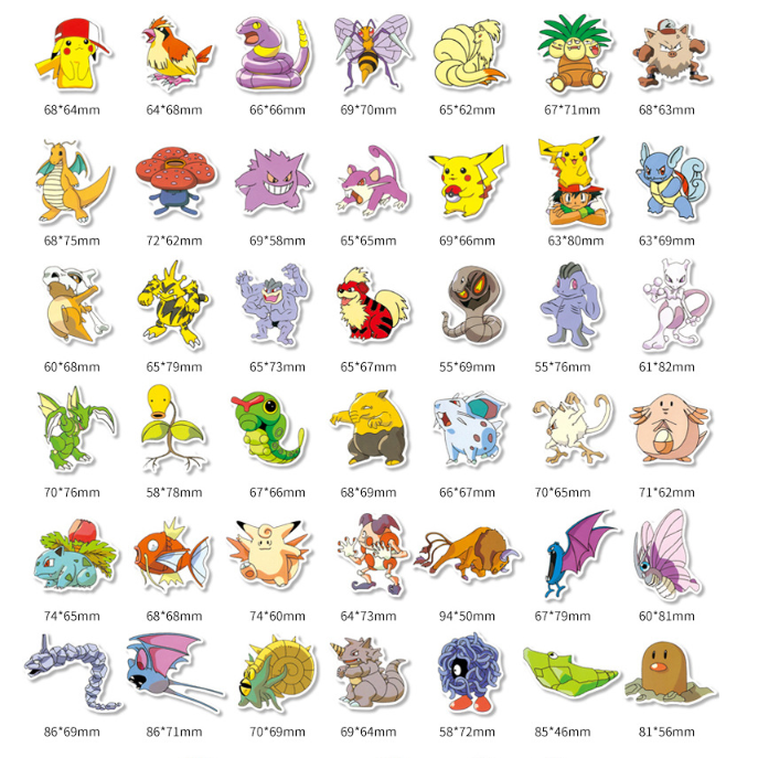 Giảm giá Set 100 miếng dán trang trí hình pokemon đáng yêu - BeeCost
