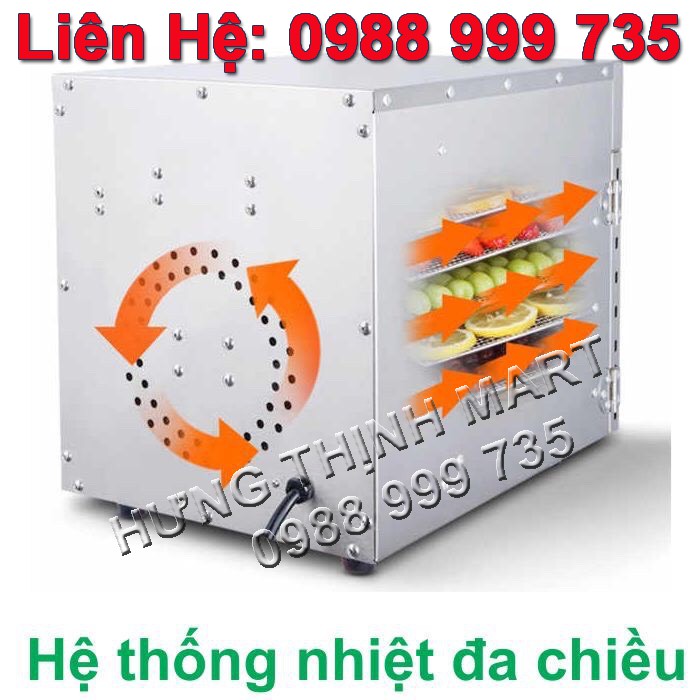 Tủ sấy thực phẩm, hoa quả, thức ăn siêu nhanh 10 khay INox giá rẻ