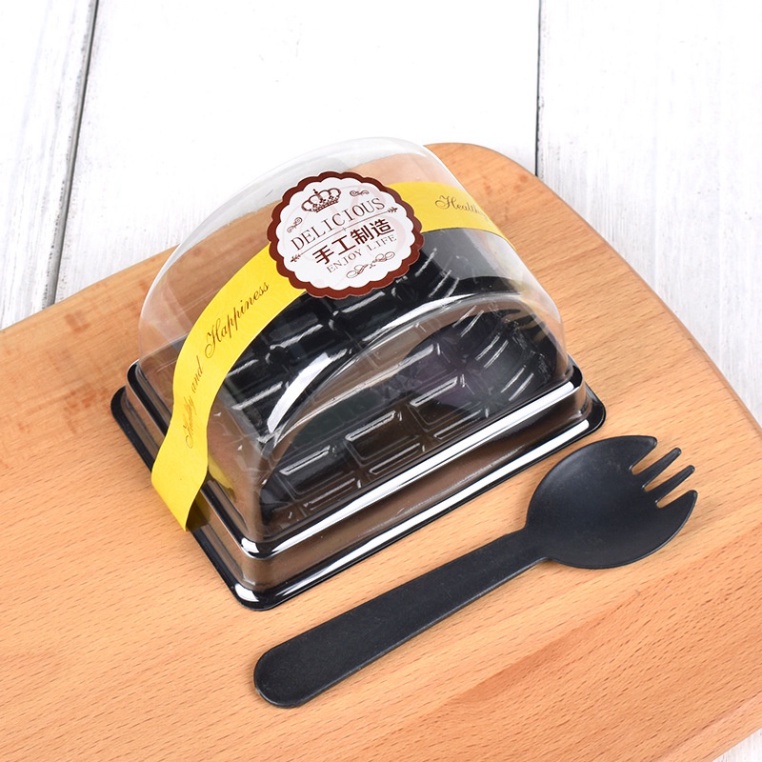 đồ đựng bánh kem [FREESHIP❤️] Combo 100 hộp nhựa pet đế đen bán nguyệt