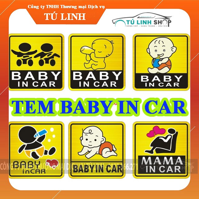 Tem Baby in Car dán đuôi xe ô tô, nhiều mẫu đáng yêu để lựa chọn