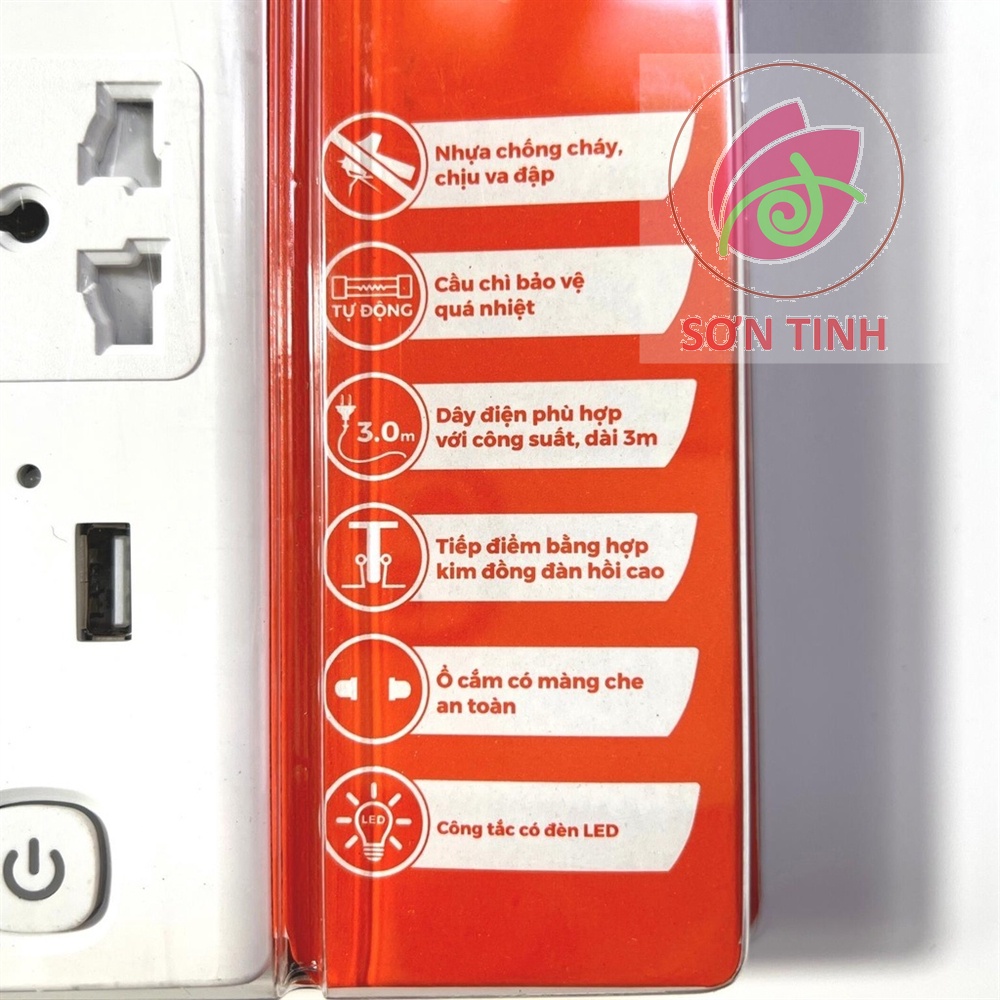 Ổ cắm có dây nối dài Nanoco NES332U-3