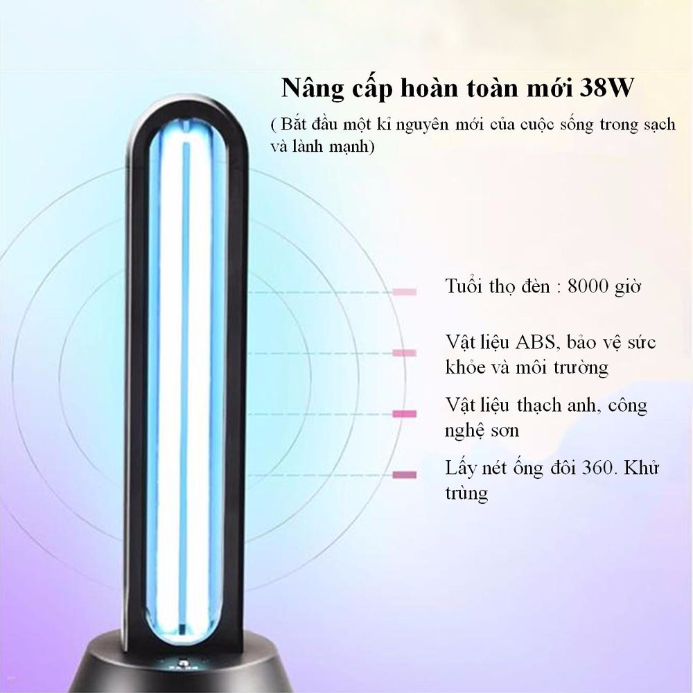 [Có remote ] Đèn diệt khuẩn Tia cực tím XD-01 công suất 38W,đèn khử trùng cho không khí trong lành,an toàn,hiệu quả