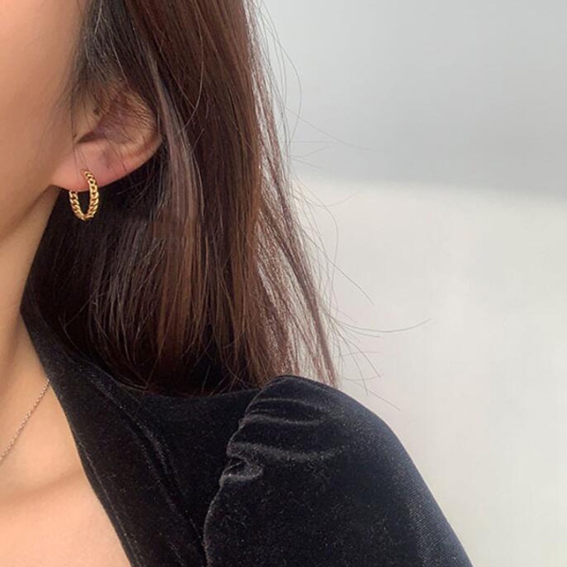 Khuyên tai bạc dạng xoắn thiết kế đơn giản thời trang cho nữ