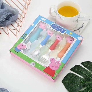 Bộ Thìa Dĩa Heo Peppa Cho Bé Bộ 4 Món
