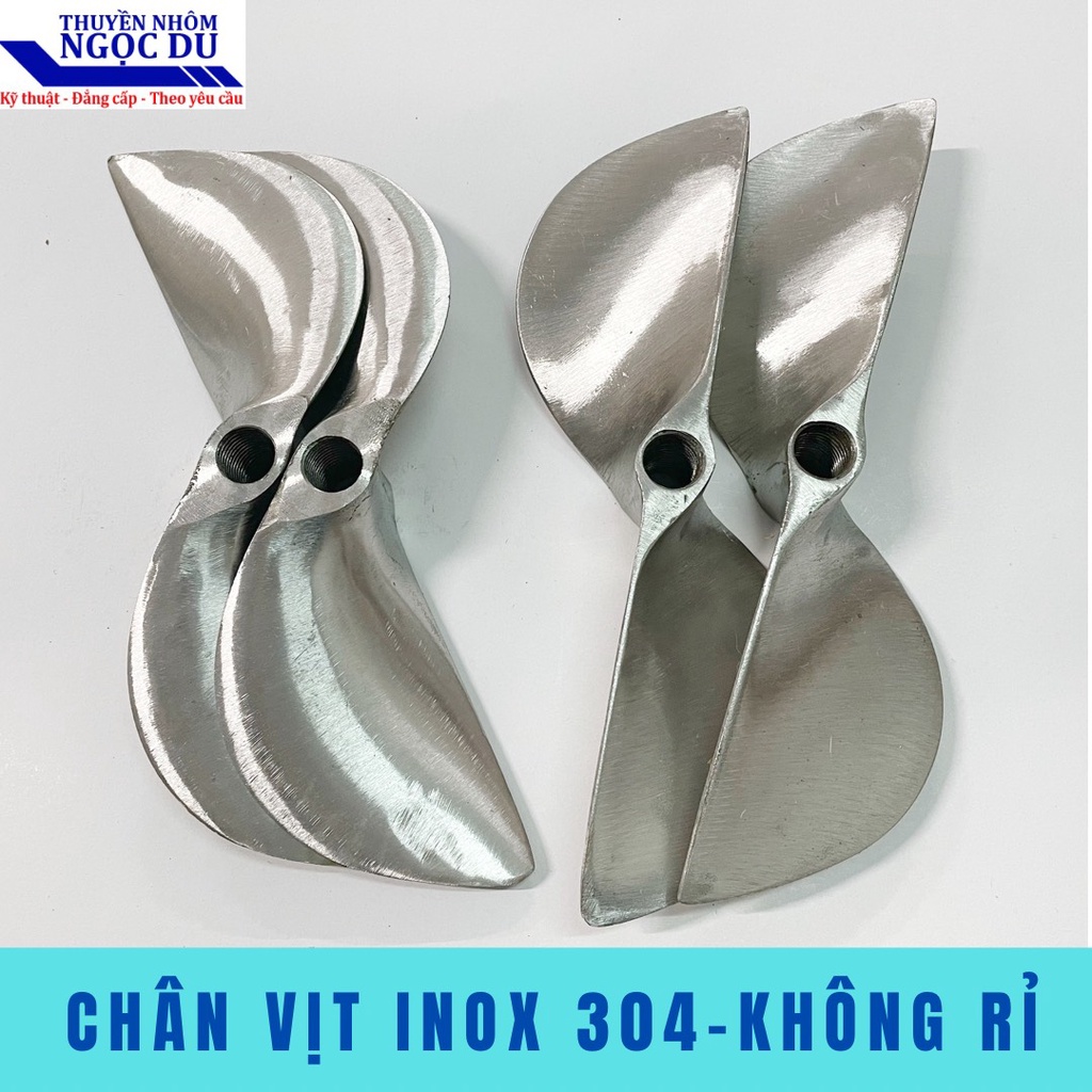 Chân Vịt Inox 2 Cánh 13HP, Lỗ Ren 16mm, Đường Kính 24 cm, Phù hợp động cơ xăng - cốt thẳng, Chân Vịt Chạy Thuyền