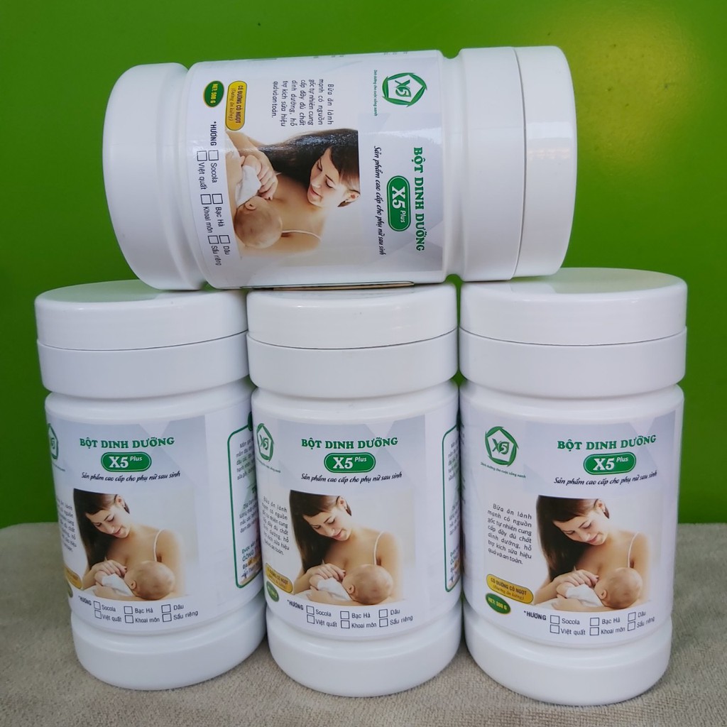3 BỘT DINH DƯỠNG X5 PLUS-dùng cho lợi sữa cho mẹ sau sinh, gồm các hạt ngủ cốc naỷ mầm, thêm đạm đậu nành,bột nghệ...