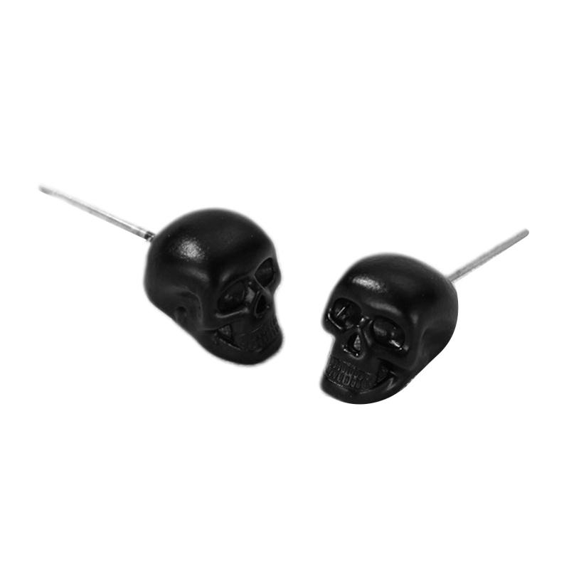 ✿ Khuyên Tai Hình Đầu Lâu Thời Trang Phong Cách Gothic Punk Màu Bạc Bl