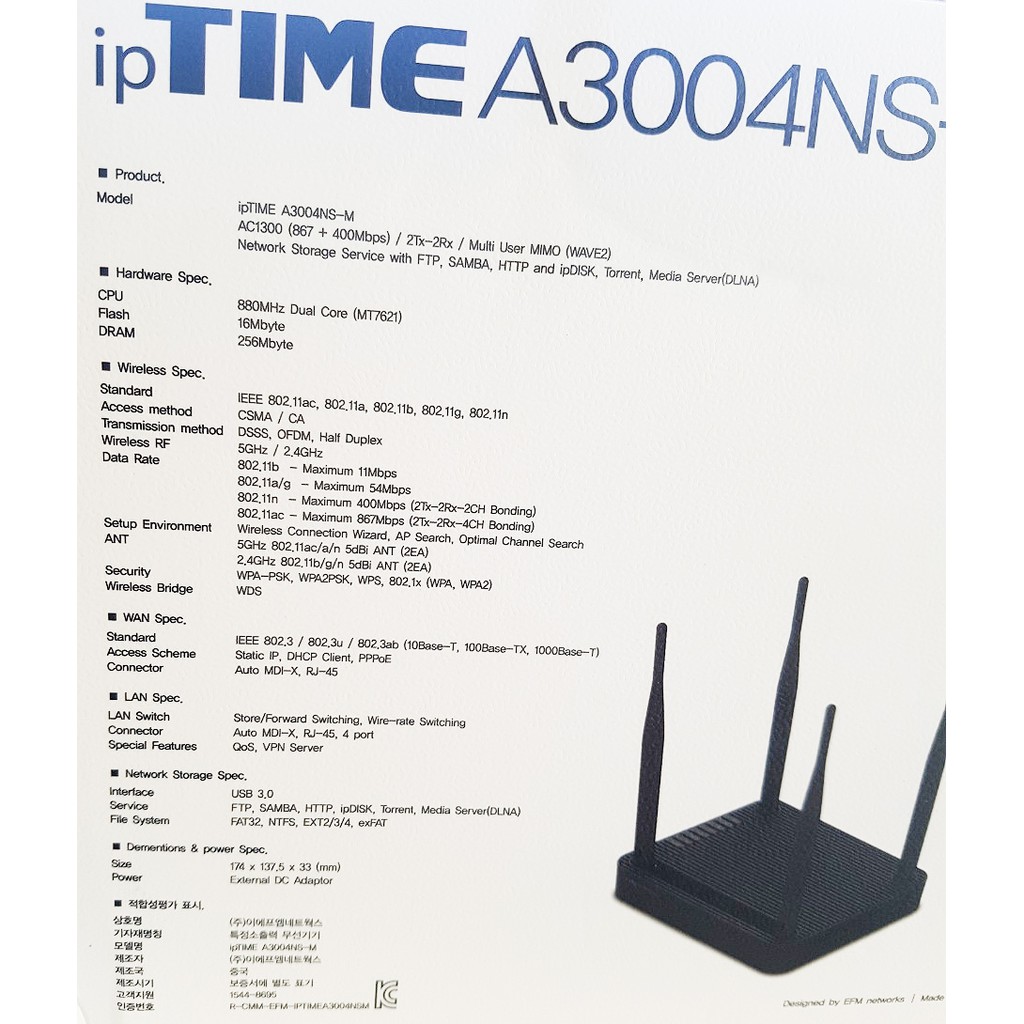 Bộ phát wifi tốc độ cao ipTIME A3004NS-M 11ac Wireless Router A3004NSM