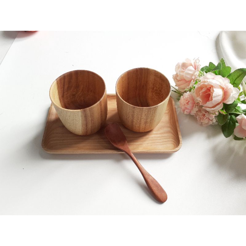 Cốc Gỗ, Ly Gỗ Keo 8cm x 8cm uống nước, uống trà, Cốc gỗ đẹp của vitrapro