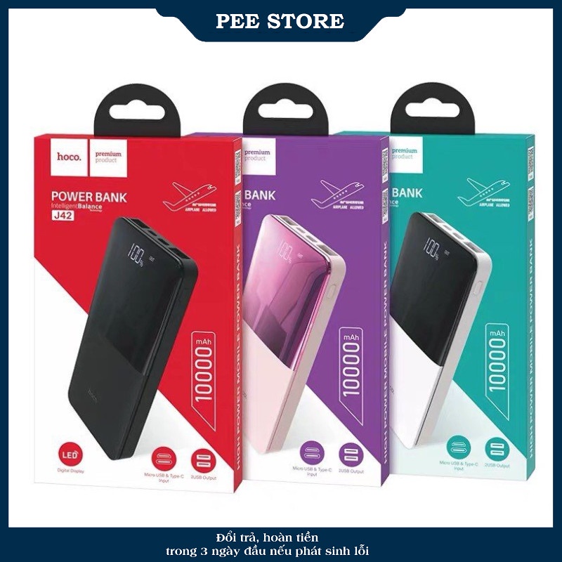 Pin sạc dự phòng Hoco J42, có màn hình LCD hiển thị phầm trăm pin, dung lượng 1000 mAh - PEE STORE