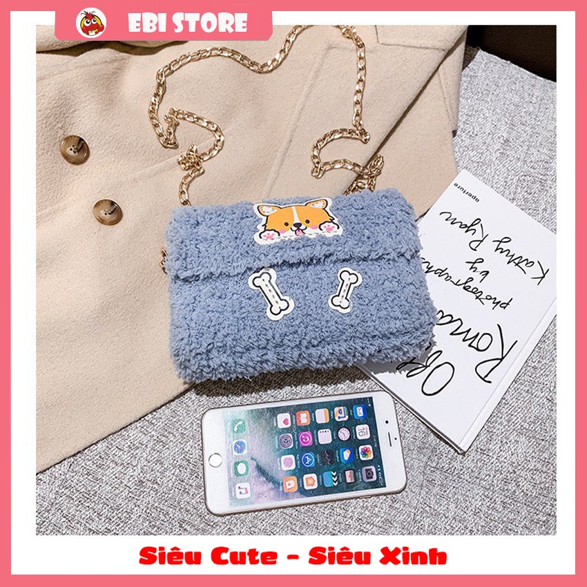 Túi Tự Đan Len Mác Gấu Chó ❤️ Ebi Store - Freeship ❤️ Set Phụ Kiện Túi Handmade Mác Corgi Siêu Dễ Thương - Diy Bag