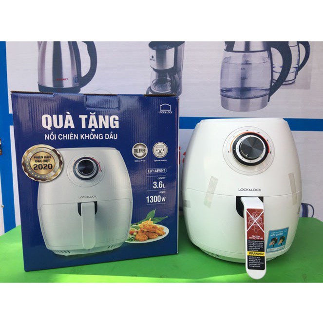 Nồi chiên không dầu Lock&amp;lock Air Fryer dung tích 3.6 lít 1300W EJF148WHT bảo hành 12 tháng