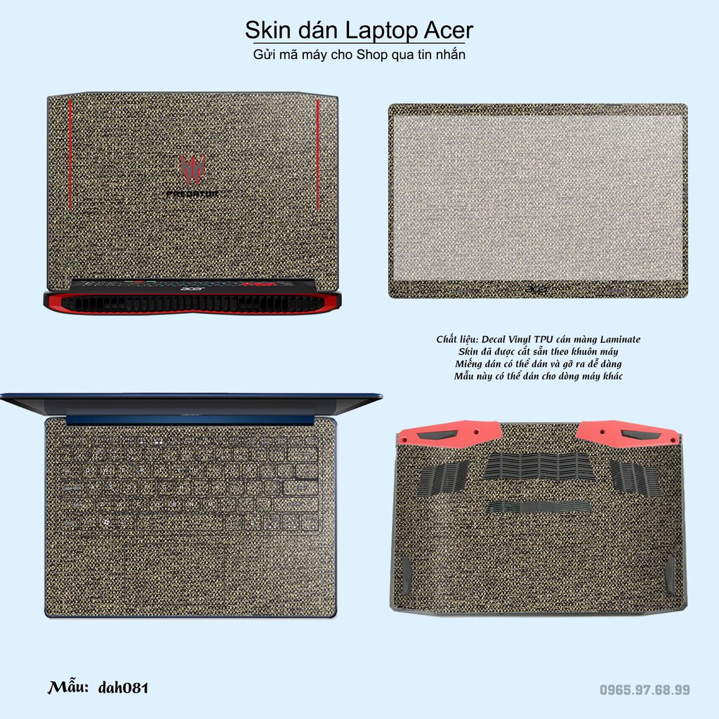 Skin dán Laptop Acer in hình vân vải (inbox mã máy cho Shop)